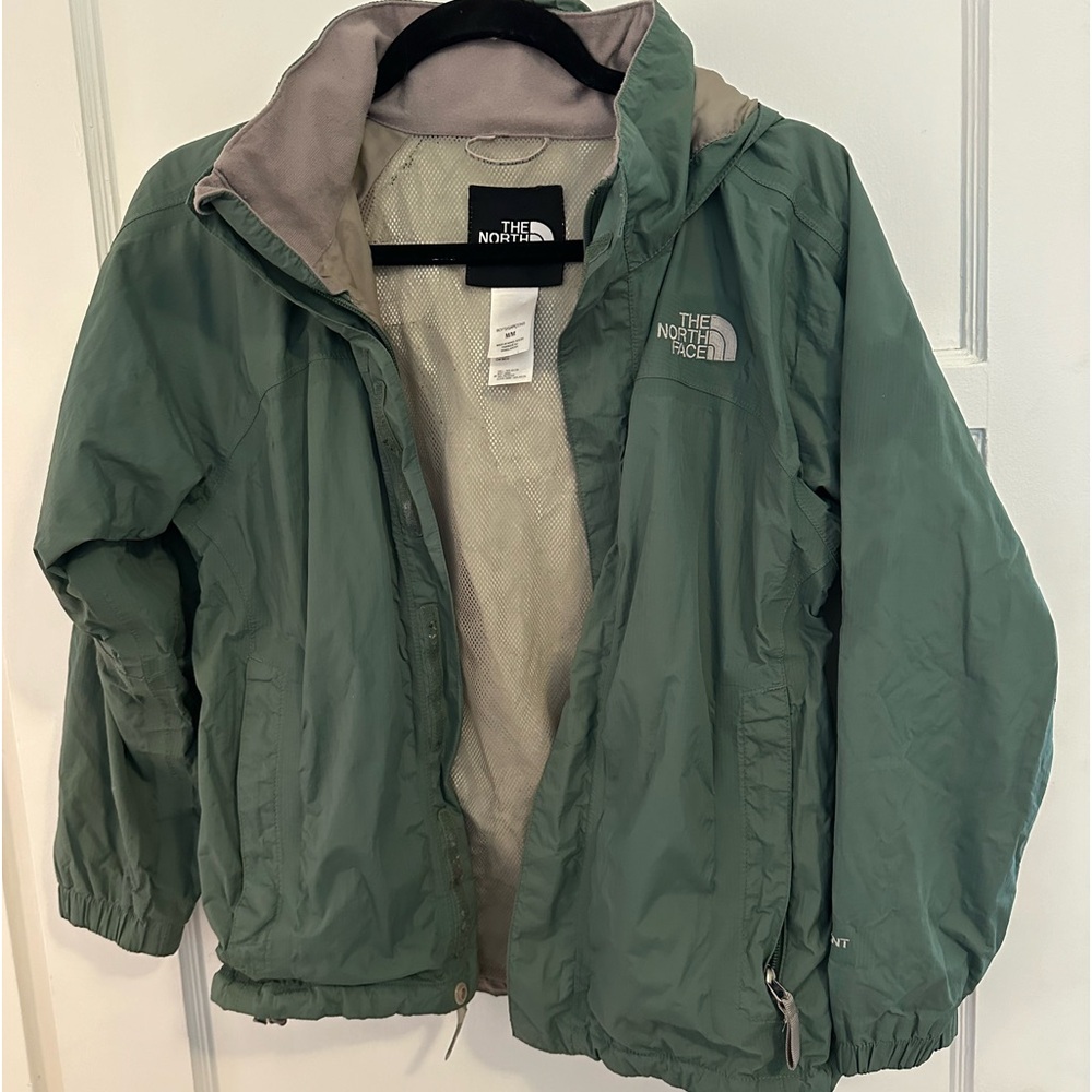 Green North Face jacket size M boys